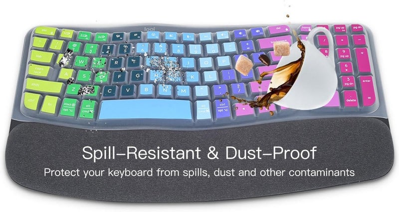 imComor Keyboard Cover Skin for Logitech Wave Keys MK670 Combo Keyboard Skin, Logitech Wave Keys Wireless Ergonomic Keyboard Cover Protector Skin, Waves Key MK670 Accessories, Rainbow - Image 5